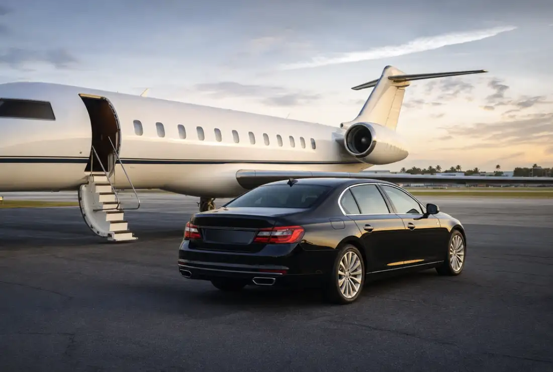 Illustrative image: Black-car airport, cruise and private-jet transfers