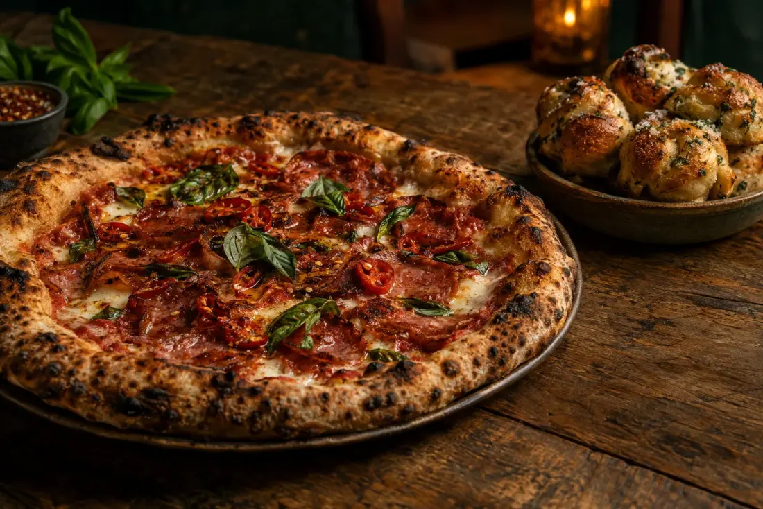 Illustrative image: Creative wood-fired pies and garlic knots