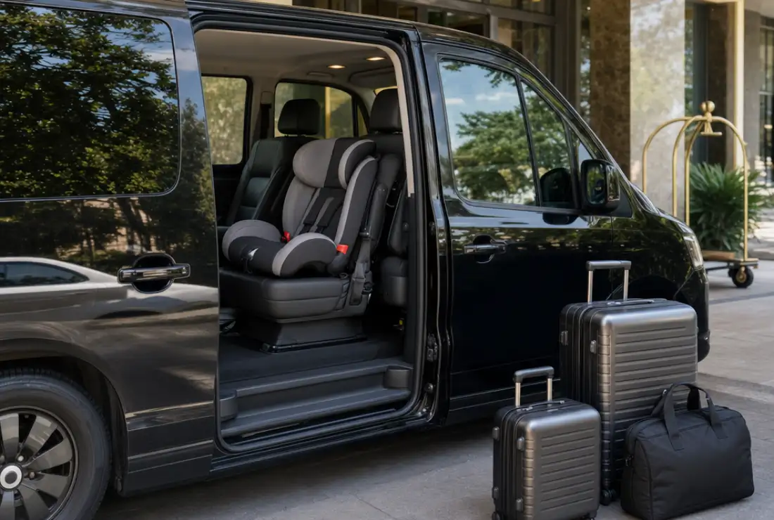 Illustrative image: Flat SUV and van fares with car seats